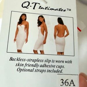 Backless Dress Slip NWT Q-T Intimates White Size 36A Optionsl straps